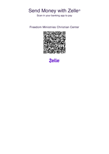 QR code to give via Zelle to Freedom Ministries Christian Center